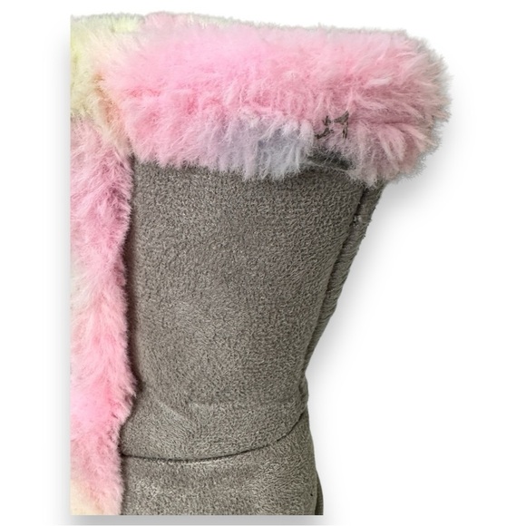 Fabkids Girls Rainbow Fur Lined Boot in Grey - 13 - Picture 10 of 10